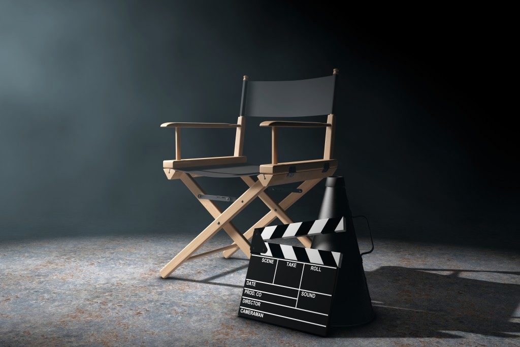 director's chair in the studio