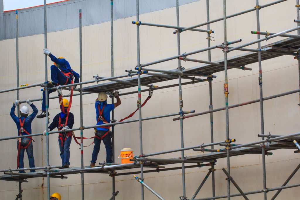 Men at work at a construction site