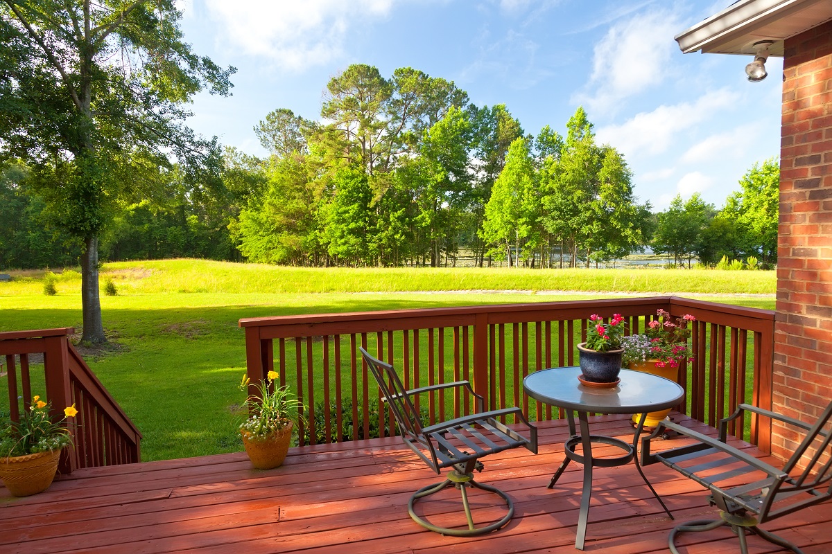 Residential backyard deck