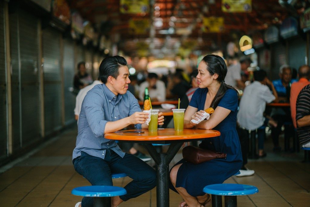 Couple eating together