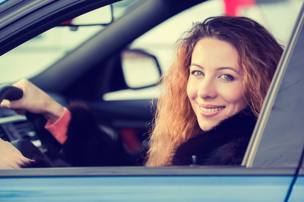 woman inside the car