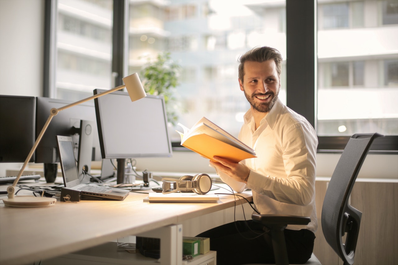 man working happily