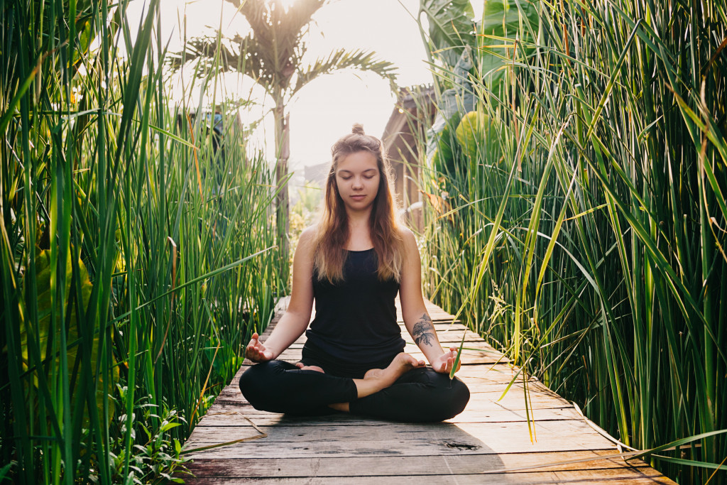 woman meditating