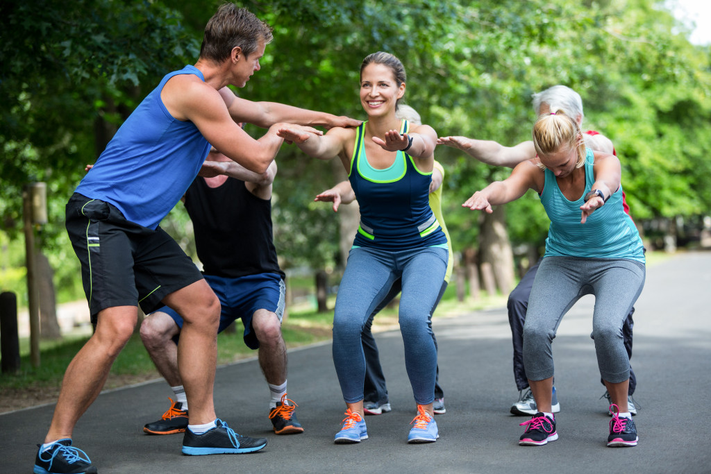 group of people working out